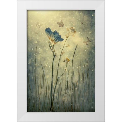 Busy Hour White Modern Wood Framed Art Print by Kiral, Cicek