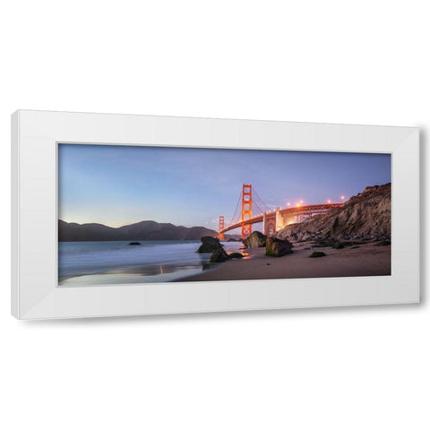 Sunset Bay White Modern Wood Framed Art Print by Fegari