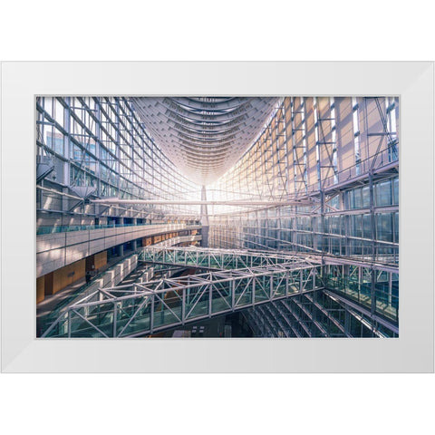 Tokyo International Forum White Modern Wood Framed Art Print by Vine, Daniel