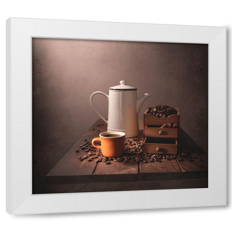 Aroma White Modern Wood Framed Art Print by Perfoncio, Margareth