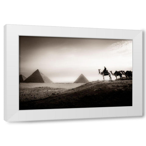 Pyramid Sighting White Modern Wood Framed Art Print by Khataw, Ali