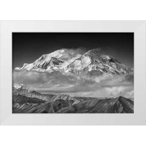 Denali From The Opposing Ridge Line White Modern Wood Framed Art Print by C. Sink, Jeffrey