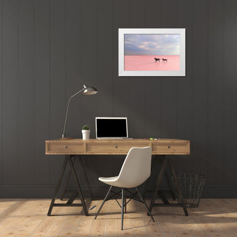 Pink Salt Lake White Modern Wood Framed Art Print by Uzumcu, Suleyman