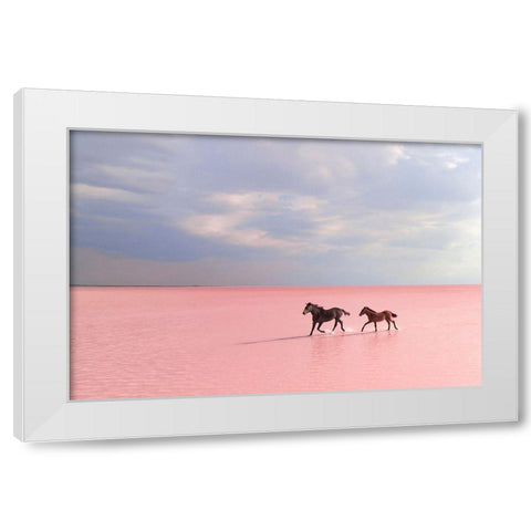 Pink Salt Lake White Modern Wood Framed Art Print by Uzumcu, Suleyman