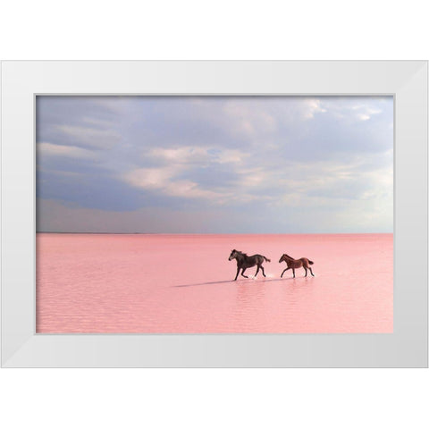 Pink Salt Lake White Modern Wood Framed Art Print by Uzumcu, Suleyman