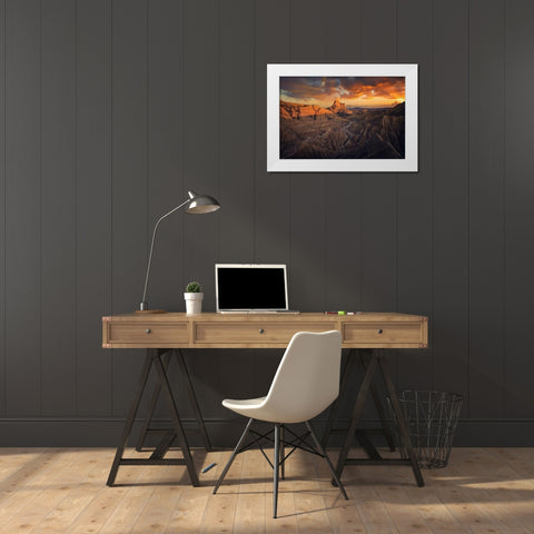 Badlands-Bardenas Reales White Modern Wood Framed Art Print by Martin Castan, David