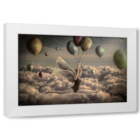 Go With The Flow White Modern Wood Framed Art Print by Jos, Peeters