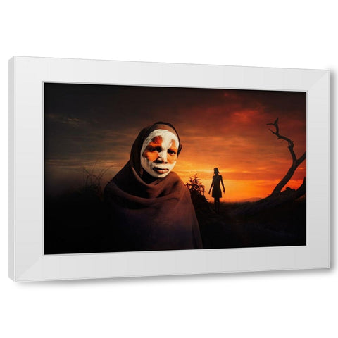 Orange Suri Composition White Modern Wood Framed Art Print by Yosifov, Svetlin