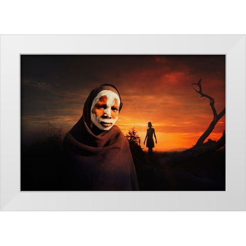 Orange Suri Composition White Modern Wood Framed Art Print by Yosifov, Svetlin