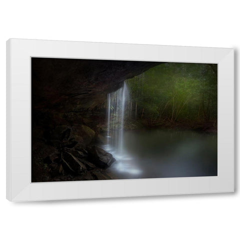 Hidden Waterfalls White Modern Wood Framed Art Print by Zhang, Yan