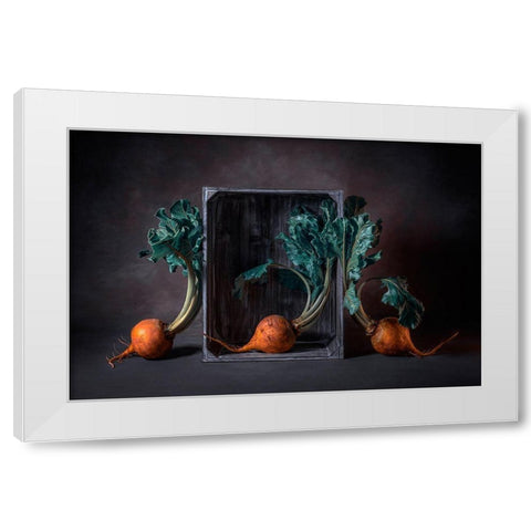 Three Beets White Modern Wood Framed Art Print by Jacobs, Lydia
