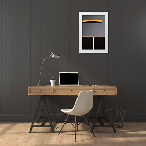 Yellow Line White Modern Wood Framed Art Print by Endermann, Rolf