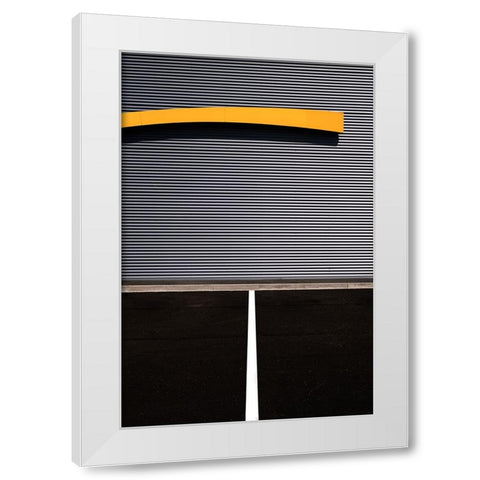 Yellow Line White Modern Wood Framed Art Print by Endermann, Rolf