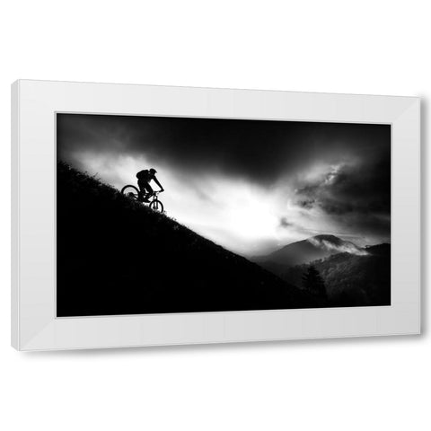 Sunrise Ride White Modern Wood Framed Art Print by Bertoncelj, Sandi