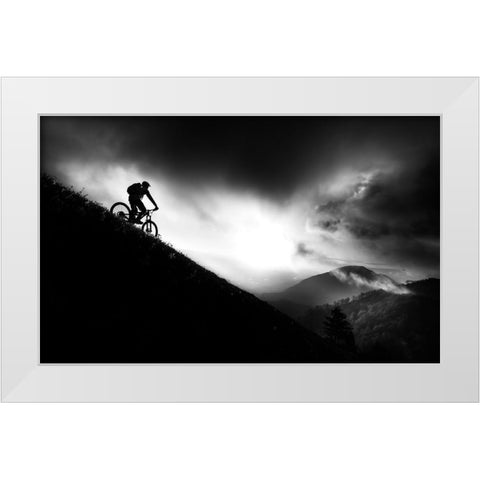 Sunrise Ride White Modern Wood Framed Art Print by Bertoncelj, Sandi