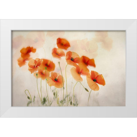 Waving In The Wind White Modern Wood Framed Art Print by Talen, Nel