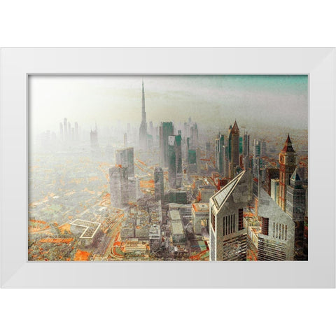 Twin Tower - Dubai White Modern Wood Framed Art Print by Chiriaco, Carmine