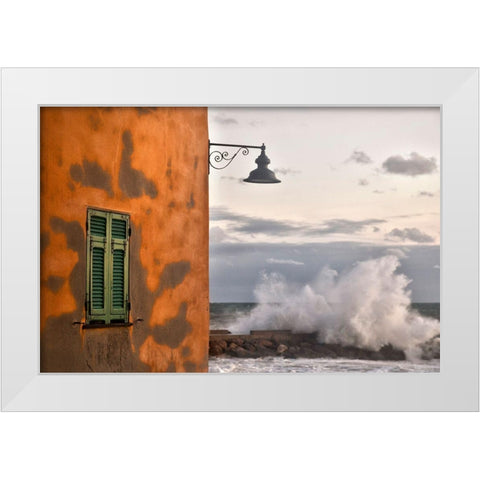 The Wall And The Wave White Modern Wood Framed Art Print by Bolla, Paolo
