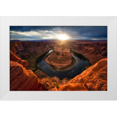 Sunset At Horseshoe Bend White Modern Wood Framed Art Print by Zheng, Michael