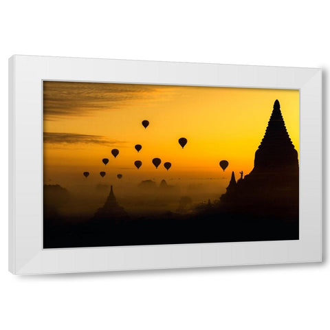 Balloons White Modern Wood Framed Art Print by Ziomek, Witold