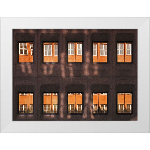 Golden Reflections White Modern Wood Framed Art Print by Hawerkamp, Hans-Wolfgang