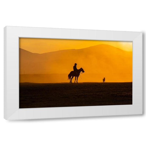 ManS Best Friends White Modern Wood Framed Art Print by TEKDOGAN, BARKAN