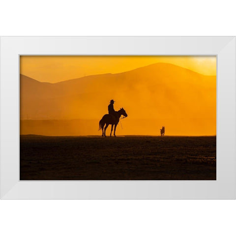 ManS Best Friends White Modern Wood Framed Art Print by TEKDOGAN, BARKAN