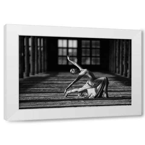 Evelina White Modern Wood Framed Art Print by Kapsha, Eduards