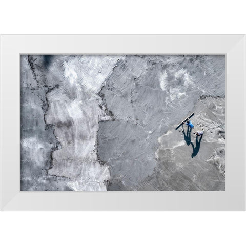 Moons Makers White Modern Wood Framed Art Print by Crocetta, Paolo