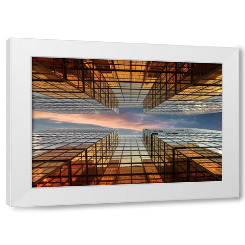 Golden Mirrors White Modern Wood Framed Art Print by Massetti, Fabrizio