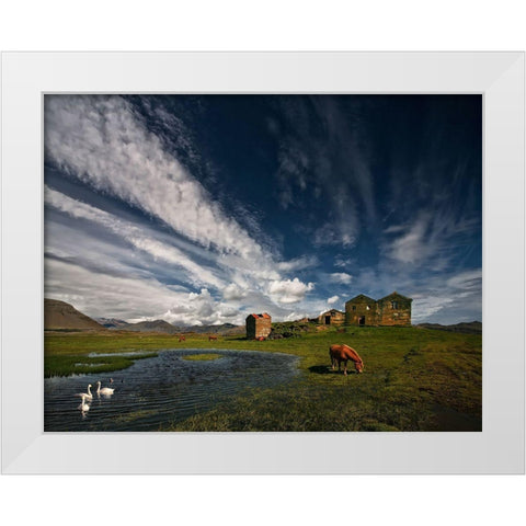 Country Life White Modern Wood Framed Art Print by H. Ingibergsson, Torsteinn