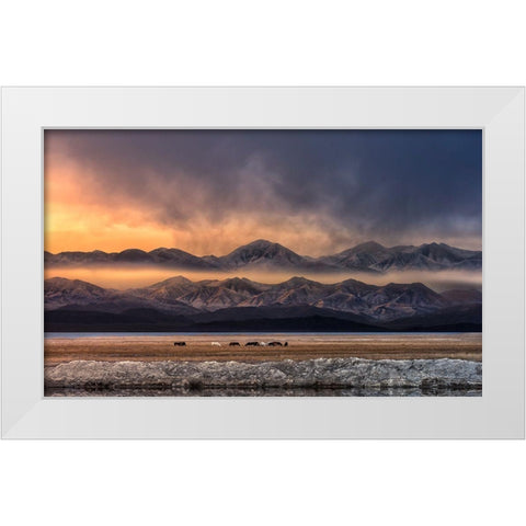 Qinghai (EÂ?Aemm) White Modern Wood Framed Art Print by Deng, Larry