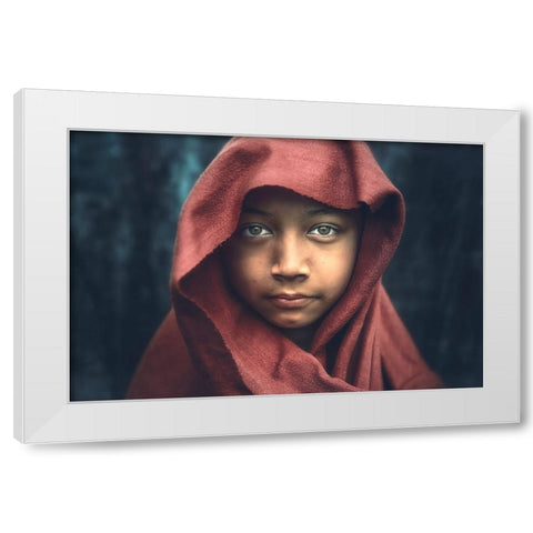 The Kind Monk White Modern Wood Framed Art Print by Rivera, Roberto