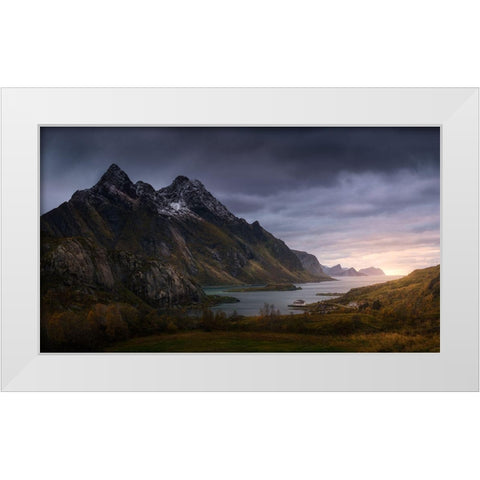 The Fjord White Modern Wood Framed Art Print by Mathur, Sandeep