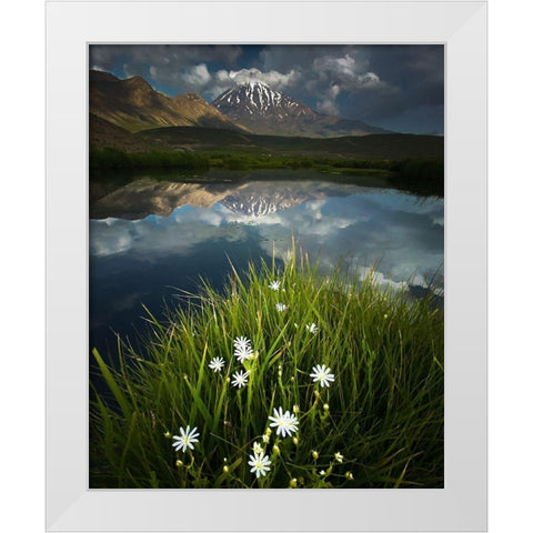 Summer Theme In Alborz Heights White Modern Wood Framed Art Print by Behzad, Majid