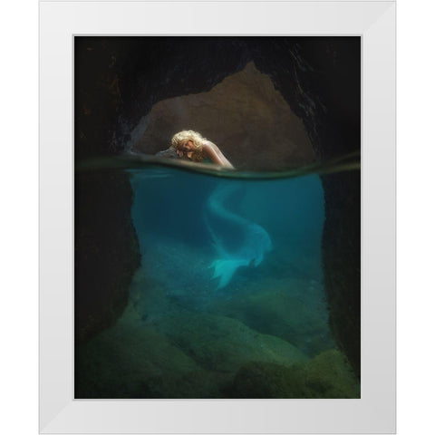 The Rest Of The Mermaid White Modern Wood Framed Art Print by Lazzarotti, Paolo