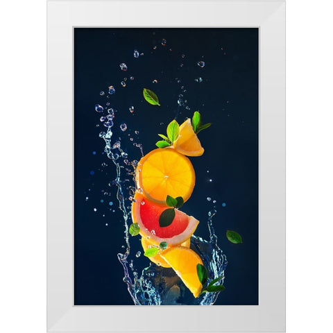Summer Drinks White Modern Wood Framed Art Print by Belenko, Dina