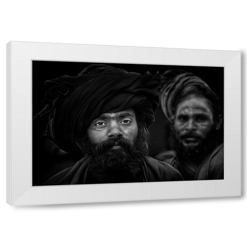 Holy Men. Kumbha Mela. Allahabad White Modern Wood Framed Art Print by Cavalli, Giovanni