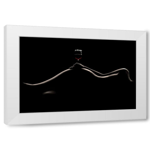 Bodyscape: Wine Tasting White Modern Wood Framed Art Print by Sungkono, Heru