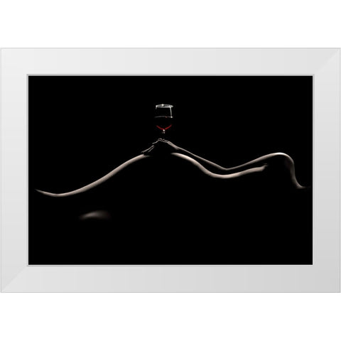 Bodyscape: Wine Tasting White Modern Wood Framed Art Print by Sungkono, Heru