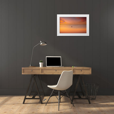 Albufera Kayaking At Sunset 7D17 White Modern Wood Framed Art Print by joanaduenas