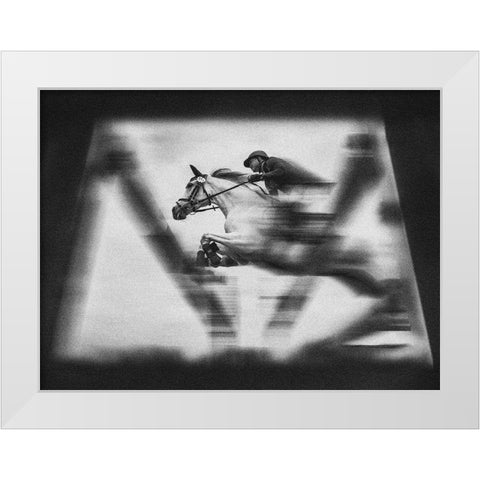 Jump White Modern Wood Framed Art Print by Bunjamin, Antonyus