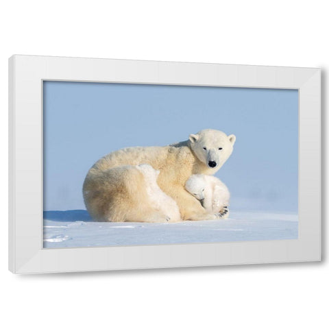 Warm Embrace White Modern Wood Framed Art Print by Hao, Jiang