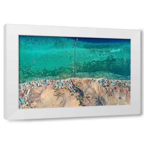 Papa Garang Fishing Village White Modern Wood Framed Art Print by Masrie, Muslianshah