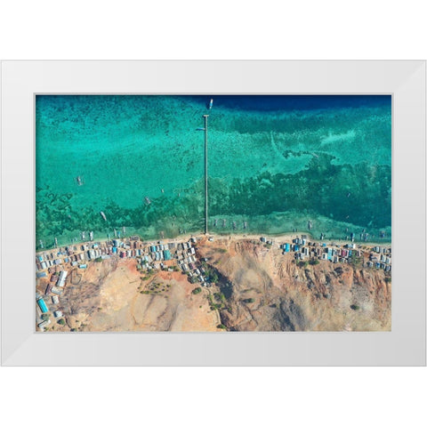 Papa Garang Fishing Village White Modern Wood Framed Art Print by Masrie, Muslianshah