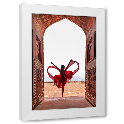 Taj Mahals Heart White Modern Wood Framed Art Print by Jing, Lin
