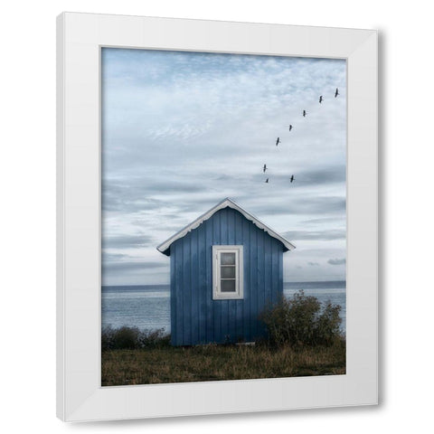 Beach Hut White Modern Wood Framed Art Print by Gronkjar, Lotte