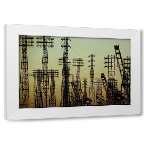 Electric Pylons White Modern Wood Framed Art Print by Kienitz, Bastian