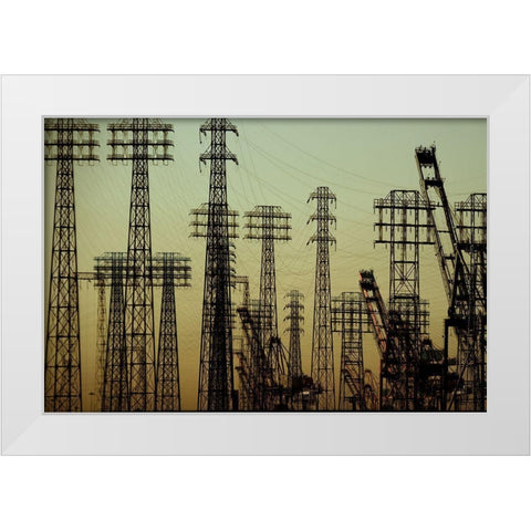 Electric Pylons White Modern Wood Framed Art Print by Kienitz, Bastian