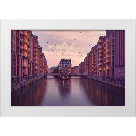 City Of Warehouses White Modern Wood Framed Art Print by Kreiten, Mike